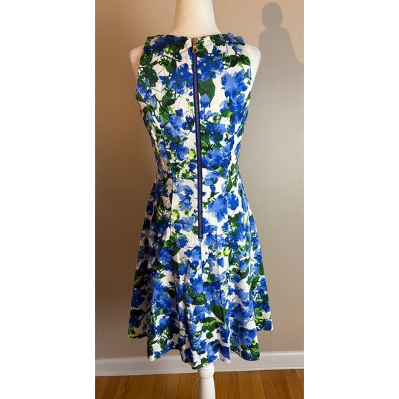 Milly For Design Nation Blue + Green Floral Sleeveless Mini Dress Size 4 - Picture 6 of 12